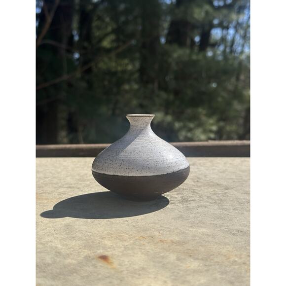 Vintage Ditlev Danmark Ceramic Two Toned vase Denmark Modernist Glazed Pottery - Picture 1 of 5